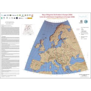 Mapa de la declinación magnética en Europa-2006
