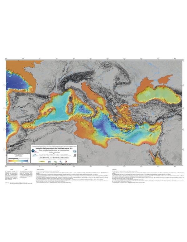 Mapa morfo-batimétrico del Mediterráneo