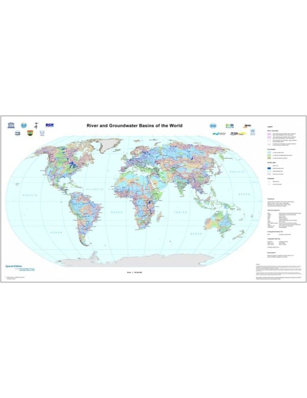 World map of rivers and groundwater basins