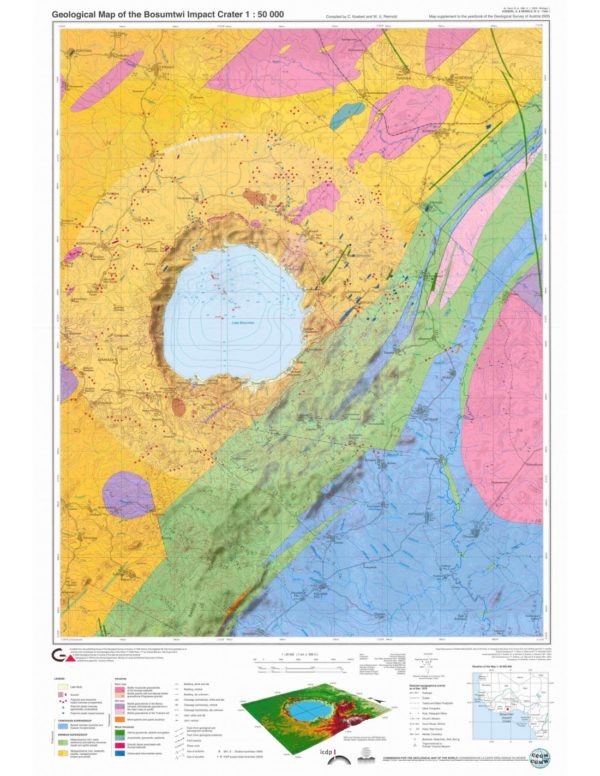 Mapa geológico del cráter de impacto Bosumtwi