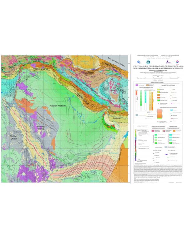 Structural map of the Arabian Plate and surrounding areas