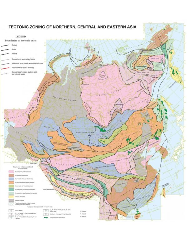 Carte tectonique de l'Asie septentrionale, centrale et orientale et des régions adjacentes
