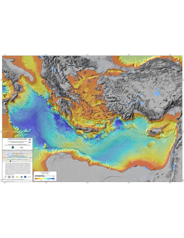 Mapa morfo-batimétrico del Mediterráneo Oriental