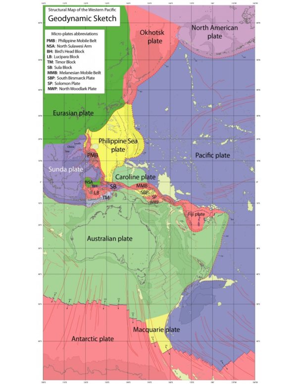Carte structurale de l'Océan Pacifique ouest