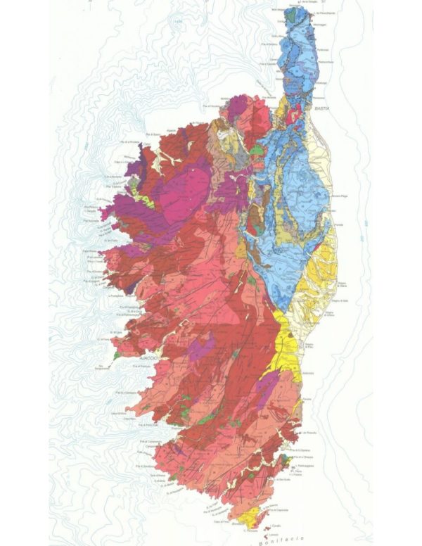 科西嘉和撒丁岛的地质图